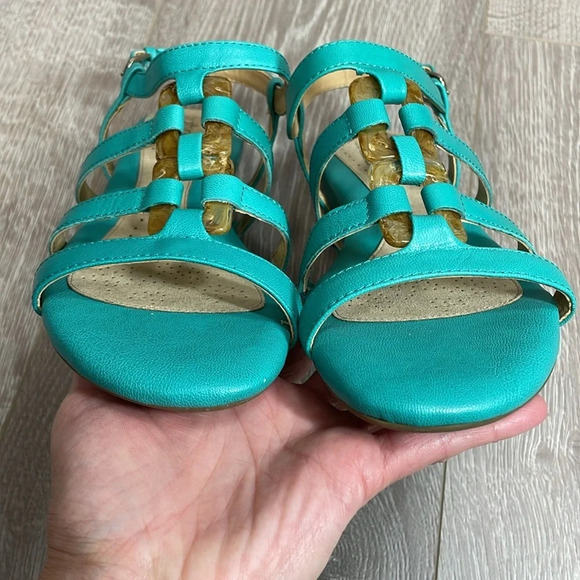 NWOT Softspots Leather Sabira Teal Sandals Pillowtop Technology 6.5M - Picture 11 of 15